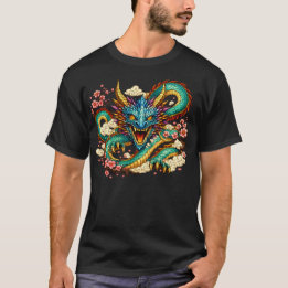 T-shirt Dragon Oriental & Fleurs de Cerisier Art Fantastiq