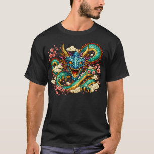 T-shirt Dragon Oriental & Fleurs de Cerisier Art Fantastiq