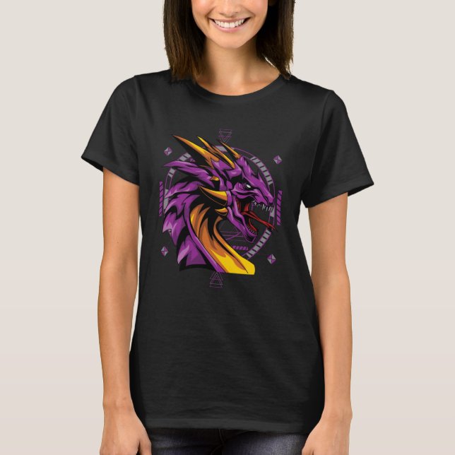 T-shirt Dragon Pop Aesthetic Sacred Geometry Mandala Mitho (Devant)