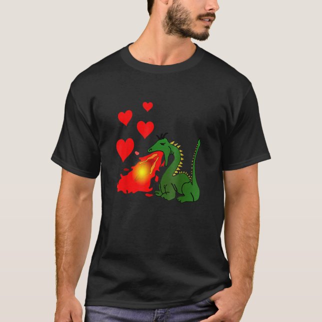 T-shirt Dragon Respirant Feu Faire Coeurs D'Amour (Devant)