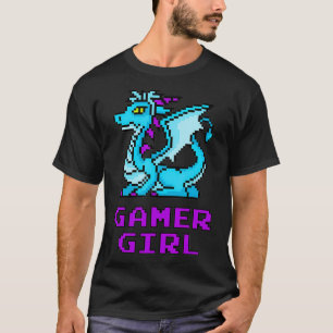 T-shirt Dragon Retro 8Bit Cool Gamer Girl Cadeau Femme Vid
