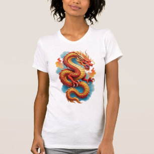 T-shirt Dragon Rouge Chinois Illustration Fougueuse-67561
