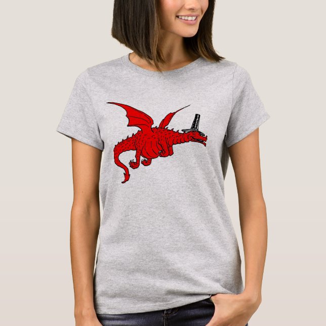 T-shirt Dragon rouge drôle de Gallois dans le casquette (Devant)