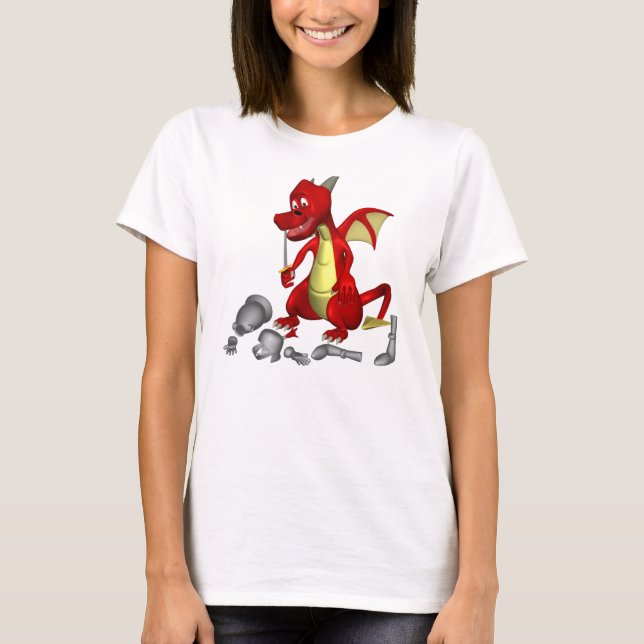 T-shirt Dragon rouge ramasse le chevalier dans les dents (Devant)