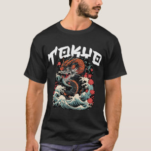 T-shirt Dragon s Danse Japonais Retro Seascape