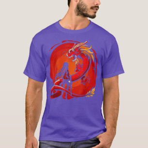 T-shirt Dragon & Samurai fille guerrière avec un pistolet 