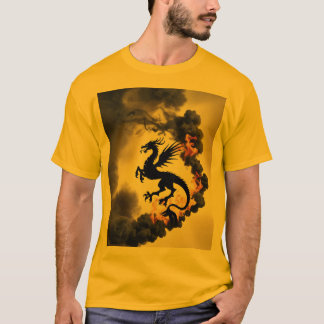 T-shirt Dragon Smoke Silhouette Or/Chemise Jaune