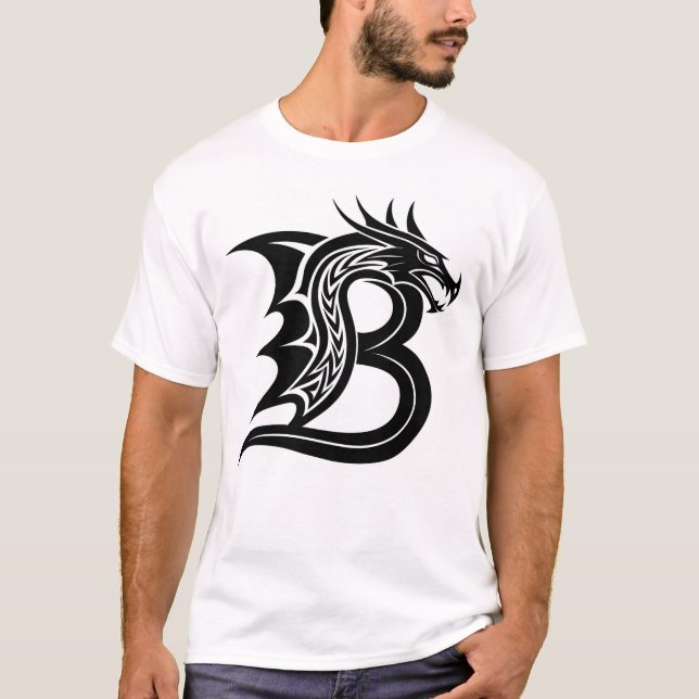 T-shirt Dragon Styled Letter B, Dragon Alphabet, Monogram (Devant)