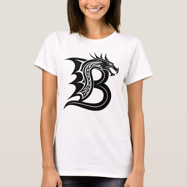 T-shirt Dragon Styled Letter B, Dragon Alphabet, Monogram (Devant)