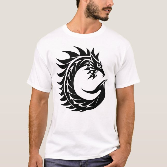 T-shirt Dragon Styled Letter C, Dragon Alphabet, Monogram (Devant)