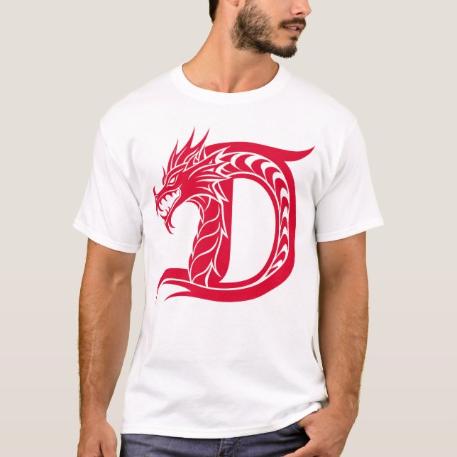 T-shirt Dragon Styled Letter D, Dragon Alphabet, Monogram (Devant)
