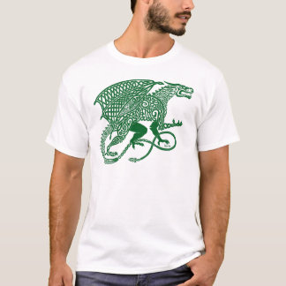 T-shirt Dragon vert de Knotwork sur le blanc