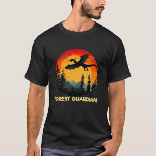 T-shirt Dragon vintage de forêt de coucher de soleil