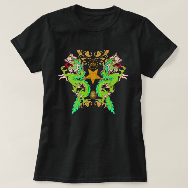 T-shirt Dragon volant Gilded Floral Star (Design devant)