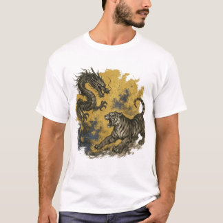 T-shirt 【Dragon vs Tiger Japanese Ink Art T-Shirt】