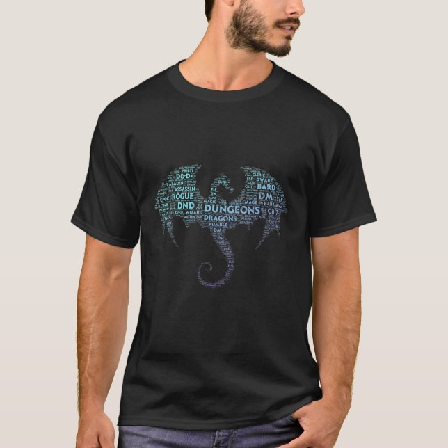 T-shirt Dragon Word Dungeon Crawler Rpg Dm Jeu (Devant)