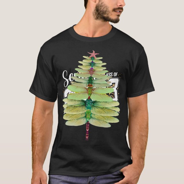 T-shirt Dragonfly Christmas Tree Funny Dragonfly Lovers Xm (Devant)