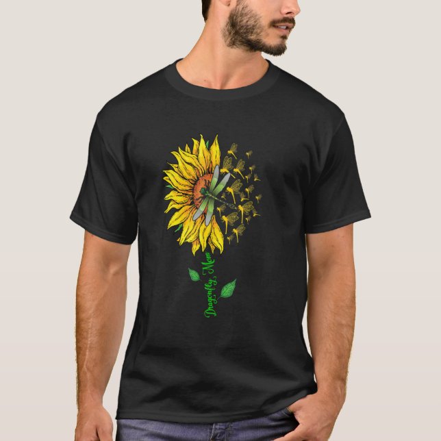 T-shirt Dragonfly Mom Cute Sunflower Dragonflys Lover Moth (Devant)