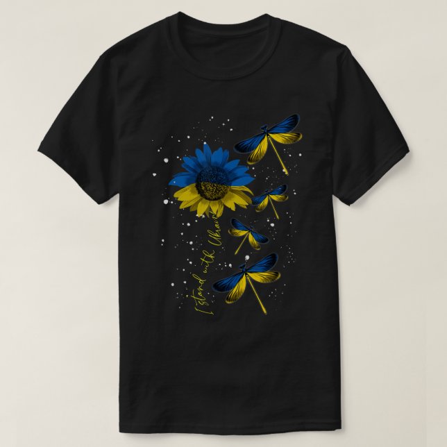 T-shirt Dragonfly Ukraine Sunflower Ukraine Drapeau Stand  (Design devant)