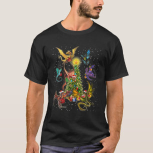 T-shirt Dragons autour de Noël Arbre Noël