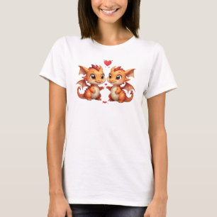 T-SHIRT DRAGONS D'ORANGE LUMINEUX HOMMES ET FEMMES AMOUREU