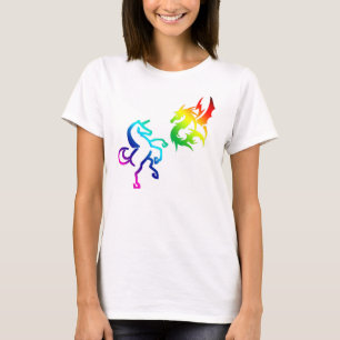 T-shirt Dragons et licornes arc-en-ciel