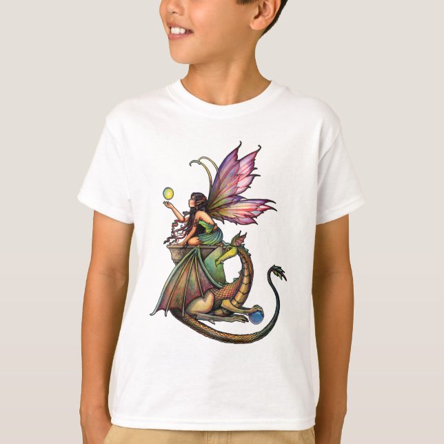 T-shirt Dragon's Orbs Fairy and Dragon par Molly Harrison (Devant)