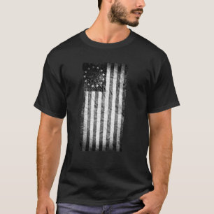 T-shirt Drapeau 1776 des USA, noir et blanc