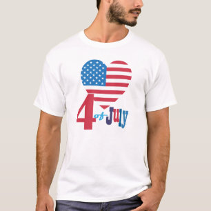 T-shirt Drapeau 4 juillet américain Drapeau de coeur Patri