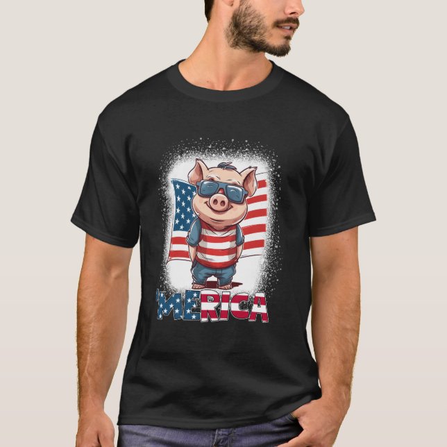 T-shirt Drapeau 4 juillet Patriotique Merica Usa (Devant)