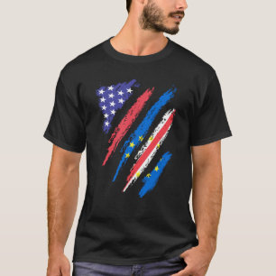 T-shirt Drapeau à cœur cultivé de patriote américain cap-v