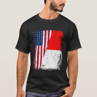 T-shirt Drapeau à moitié américain des racines indonésienn
