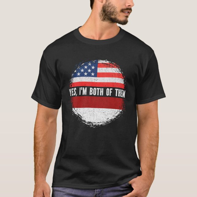 T-shirt Drapeau à moitié américain Indonésien USA Indonési (Devant)