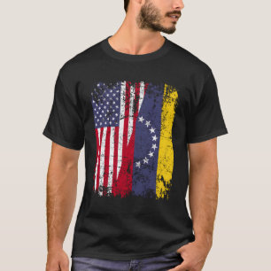 T-shirt Drapeau à moitié américain Venezuela