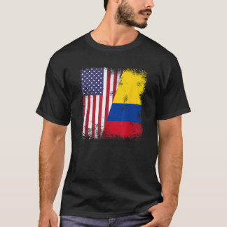 T-shirt Drapeau à moitié colombien Vintage Colomobia USA C