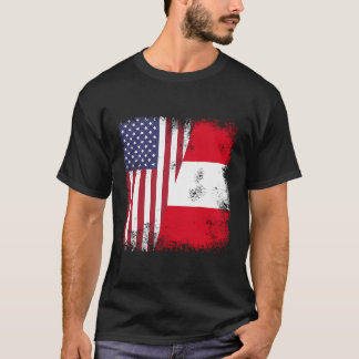 T-shirt Drapeau à moitié péruvien Vintage Pérou Usa Cadeau