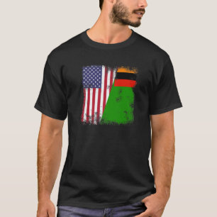T-shirt Drapeau à moitié zambien Vintage Zambie USA Cadea