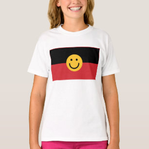 T-shirt Drapeau aborigène australien avec visage sourire