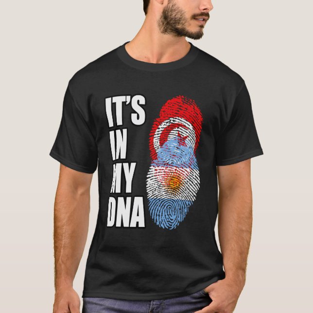 T-shirt Drapeau Adn Patrimoine Mélangé En Tunisie Et En Ar (Devant)