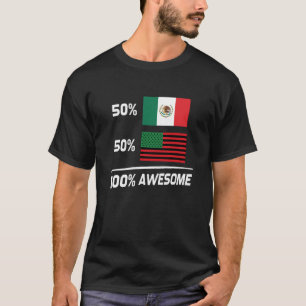 T-shirt Drapeau afro-américain mexicain noir à moitié blax
