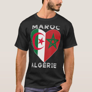 T-shirt Drapeau Aimer Maroc Algérie, I Love Maroc Algérie