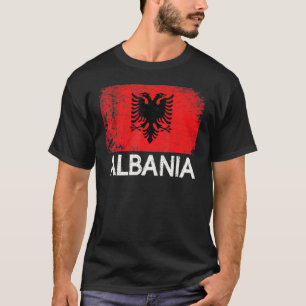 T-shirt Drapeau Albanais Vintage Fabriqué En Albanie