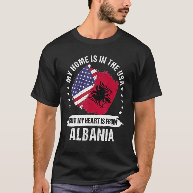 T-shirt Drapeau Albanie Patriote Américain Albanais Ro (Devant)
