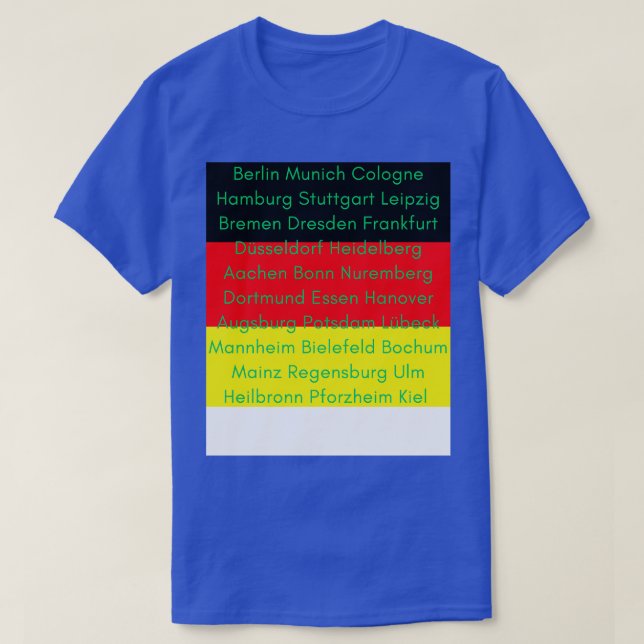 T-shirt Drapeau allemand avec les villes (Design devant)