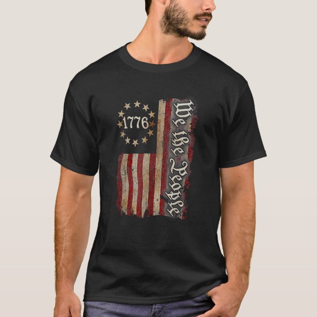 T-shirt Drapeau Américain 1776 Nous Le Peuple Usa 4 juille (Devant)