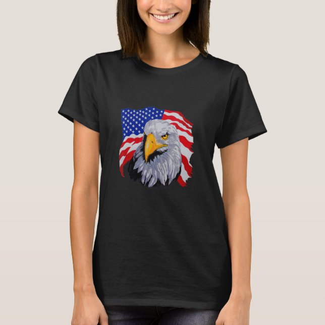 T-shirt Drapeau américain 4 juillet Aigle patriotique (Devant)
