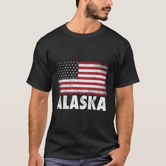 T-shirt Drapeau américain 4 juillet Alaska Patriotic (Devant)