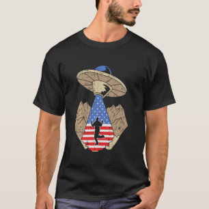 T-shirt Drapeau américain 4 juillet Alien
