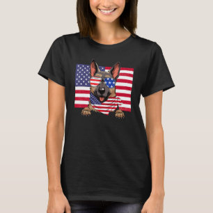 T-shirt Drapeau américain 4 juillet berger allemand papa m