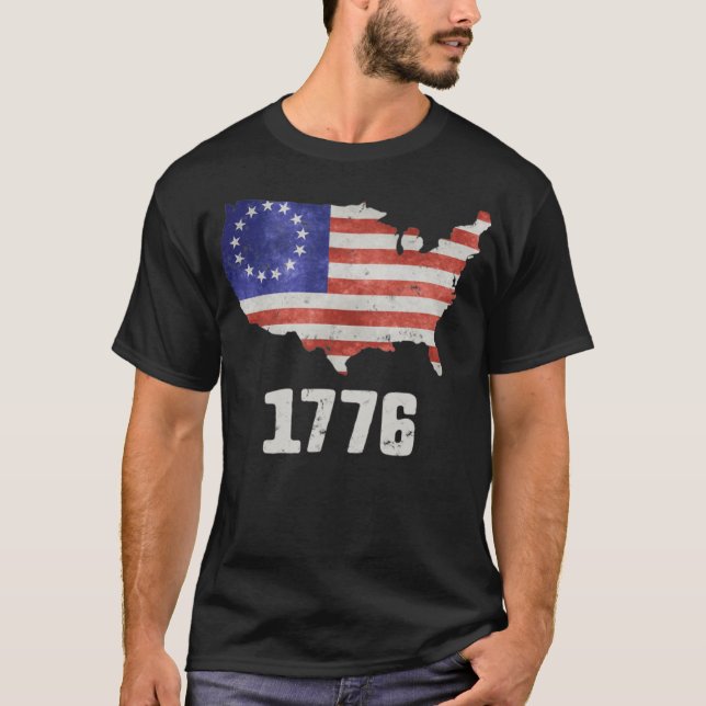 T-shirt Drapeau américain 4 juillet Betsy Ross 1776 Hommes (Devant)